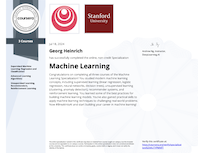 Machine Learning Specialization Zertifikat von coursera.org und deeplearning.ai