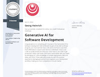 Generative AI for Software Development Zertifikat von coursera.org und deeplearning.ai